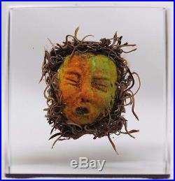 Amazing MASKS Cube ART By PAUL J STANKARD Glass PAPERWEIGHT