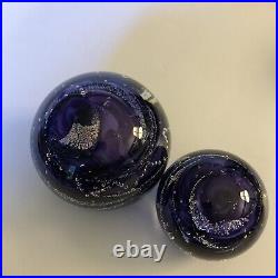 Amethyst Mine 3 Purple Silver Paperweight Bullicante Bubbles Garrelts Glass