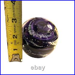 Amethyst Mine 3 Purple Silver Paperweight Bullicante Bubbles Garrelts Glass