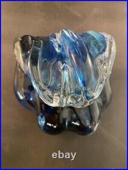 Anchor Bend Glassworks Ocean Blue Wave Blown Studio Art Glass 5 Statue Rare SEE