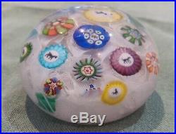Antique 1848 Baccarat Glass Paperweight. Millefiori and Gridels On Upset Muslin