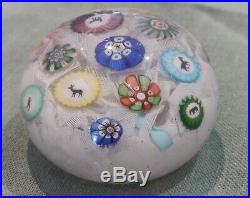 Antique 1848 Baccarat Glass Paperweight. Millefiori and Gridels On Upset Muslin