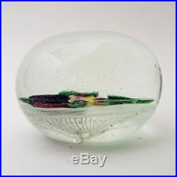 Antique Art Glass Pansy Paperweight Chinese 1930s Lampwork Latticino Millefiori