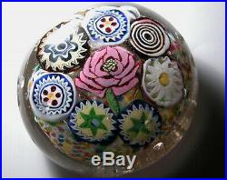 Antique Art Glass Paperweight Large Millifiori with Center Rose