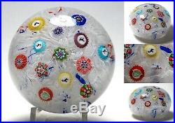 Antique Baccarat 1848 Small Spaced Millefiori Paperweight with Six Gridel Canes