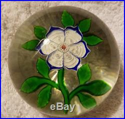 Antique Baccarat Blue/White primrose c1850 lampwork & millefiori paperweight