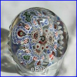 Antique Baccarat Concentric With Lovebird Cane Facetted Paperweight