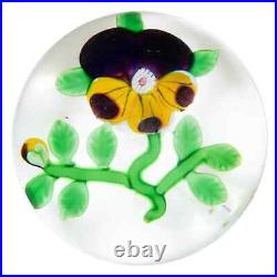 Antique Baccarat Pansy Lampwork Art Glass Paperweight
