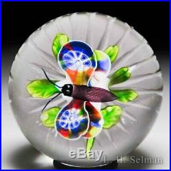 Antique Baccarat millefiori butterfly over clematis glass paperweight