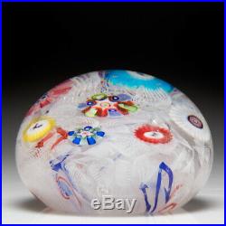 Antique Baccarat miniature spaced millefiori and Gridel silhouettes Paperweight