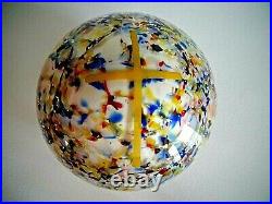 Antique Blown Art Glass Magnum Layered CROSS Paperweight Silver Mica Flecks