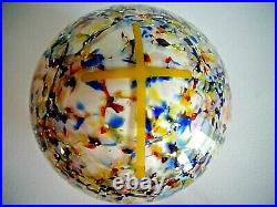 Antique Blown Art Glass Magnum Layered CROSS Paperweight Silver Mica Flecks