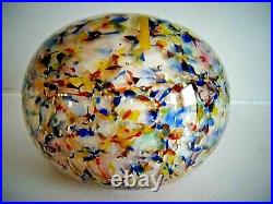 Antique Blown Art Glass Magnum Layered CROSS Paperweight Silver Mica Flecks