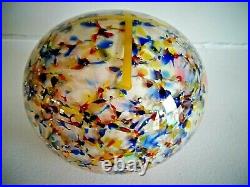 Antique Blown Art Glass Magnum Layered CROSS Paperweight Silver Mica Flecks