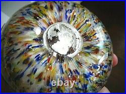 Antique Blown Art Glass Magnum Layered CROSS Paperweight Silver Mica Flecks