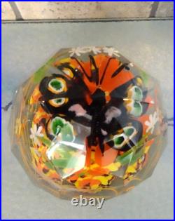 Antique Bohemian Czechoslovakia Art Glass Faceted Butterfly Paperweight 1930's