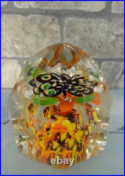 Antique Bohemian Czechoslovakia Art Glass Faceted Butterfly Paperweight 1930's