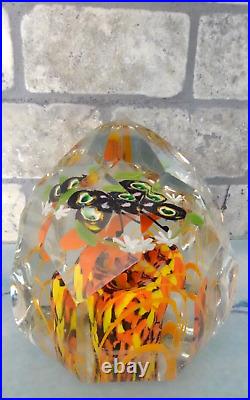 Antique Bohemian Czechoslovakia Art Glass Faceted Butterfly Paperweight 1930's