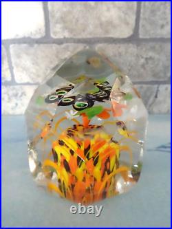 Antique Bohemian Czechoslovakia Art Glass Faceted Butterfly Paperweight 1930's