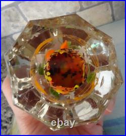 Antique Bohemian Czechoslovakia Art Glass Faceted Butterfly Paperweight 1930's