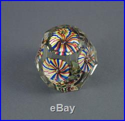 Antique Bohemian Facet Cut Glass Paperweight Floral (# 6675)