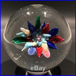 Antique Boston & Sandwich Art Glass Paperweight Fantasy Flower With Millefiori