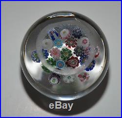 Antique CLICHY Paperweight French Crystal 19 Canes WHITE ROSE PINK ROSE Rare