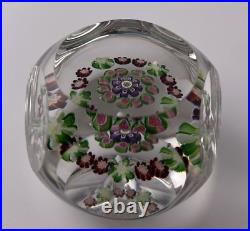Antique Clichy 11-Rose Faceted Spaced Millefiori Miniature Art Glass Paperweight