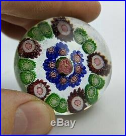 Antique Clichy Glass Paperweight Millefiori Rose French 19th century Miniature