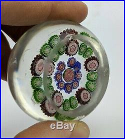 Antique Clichy Glass Paperweight Millefiori Rose French 19th century Miniature