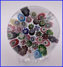Antique Clichy Spaced Concentric 37 Millefiori Canes On Clear Paperweight c1850