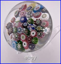 Antique Clichy Spaced Concentric 37 Millefiori Canes On Clear Paperweight c1850