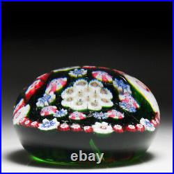 Antique Clichy open concentric millefiori on transparent ground paperweight