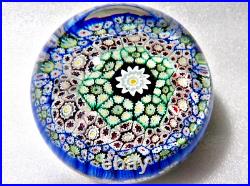 Antique Concentric Millefiori Art Glass Multicolor Paperweight