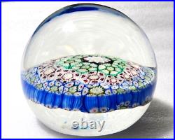 Antique Concentric Millefiori Art Glass Multicolor Paperweight