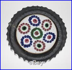 Antique French Spaced Millefiori Circlet Paperweight Probably Baccarat Cut Glass