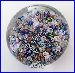 Antique. Hand-blown glass paperweight. Millefiori. Made in 1847 by Baccarat