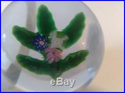 Antique Miniature Clichy Nosegay Bouquet Paperweight With Green And White Rose