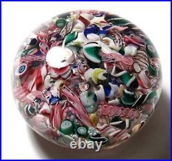 Antique New England Glass Company Millefiori Scramble Paperweight with Rabbits