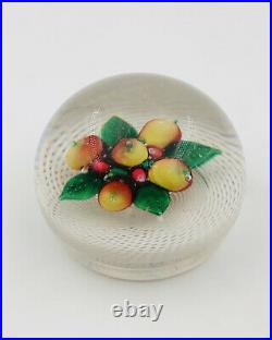 Antique New England latticino Pear & Cherry Glass Paperweight