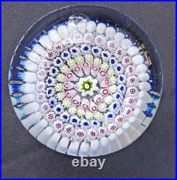 Antique Old English Glass Concentric Millefiori High Dome Paperweight