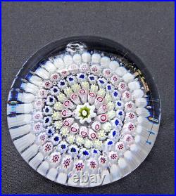 Antique Old English Glass Concentric Millefiori High Dome Paperweight