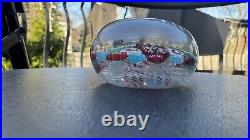 Antique Thuringian Glass Art Paperweight Concentric Millefiori on Swirl Basket