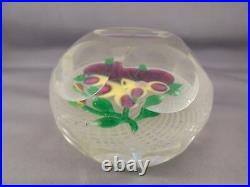Antique Vintage Chinese Art Glass Faceted Pansy Paperweight