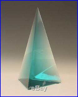 Archimede Seguso Signed Murano Art Glass Obelisk Pyramid Paperweight Desk Piece