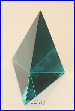 Archimede Seguso Signed Murano Art Glass Obelisk Pyramid Paperweight Desk Piece