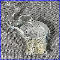 Art Glass Elephant Paperweight Silver Granna Glasbruk Sweden Handmade Signed