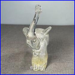 Art Glass Elephant Paperweight Silver Granna Glasbruk Sweden Handmade Signed