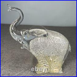 Art Glass Elephant Paperweight Silver Granna Glasbruk Sweden Handmade Signed