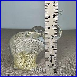 Art Glass Elephant Paperweight Silver Granna Glasbruk Sweden Handmade Signed